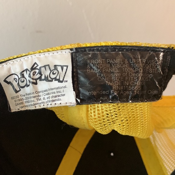 Black and Yellow Pikachu Pokémon SnapBack Hat / Cap with yellow netting - Picture 5 of 6